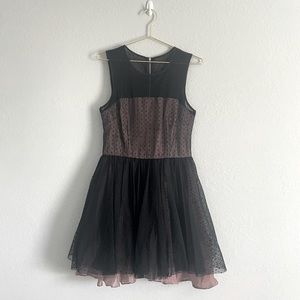 {Betsey Johnson} Polka Dotted Black & Pink Formal Tulle Dress